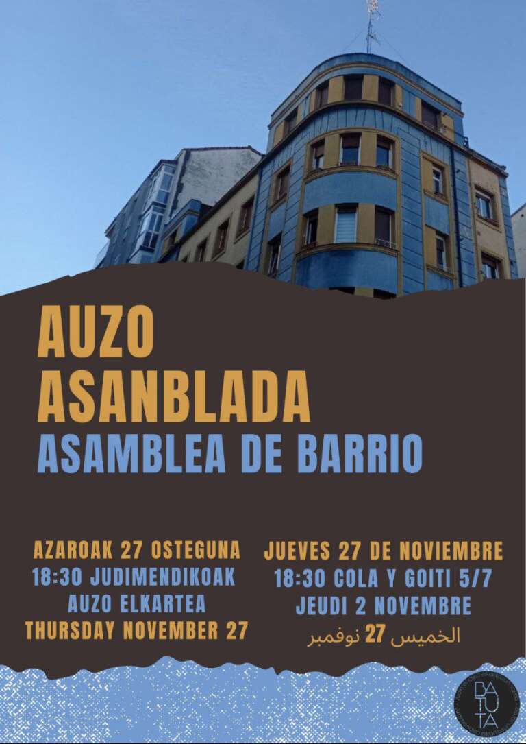 Auzo asanblada azaroak 27///Asamblea de vecinas el 27 de noviembre