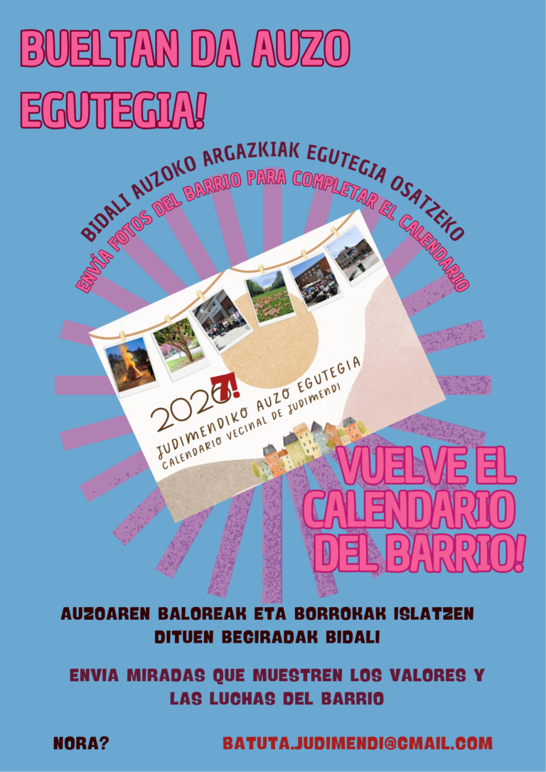 Vuelve el calendario de barrio!!///Auzo egutegia itzuliko da!