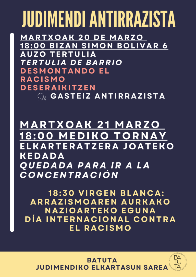 JUDIMENDI ANTIRRACISTA! Bi deialdi berri auzoan, dos nuevas convocatorias en el barrio