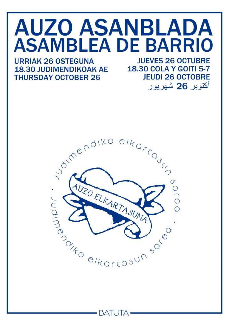 Auzo Asanblada urriak 26 / Asamblea de barrio el 26 de octubre