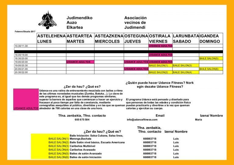 Actividades en Judimendi Febrero 2017 Aktibidadeak Judimendin Otsaila 2017