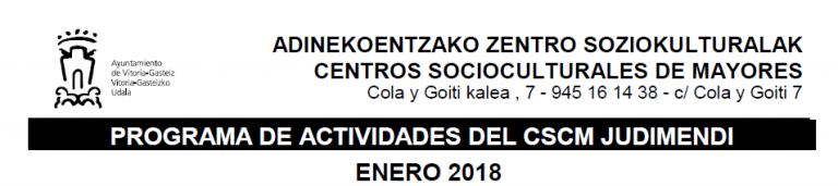 Actividades en el centro social de mayores de Judimendi (Enero)